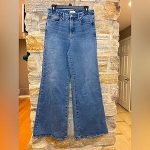 Good American wide leg palazzo blue denim jeans size 8/29